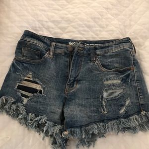 high rise denim short